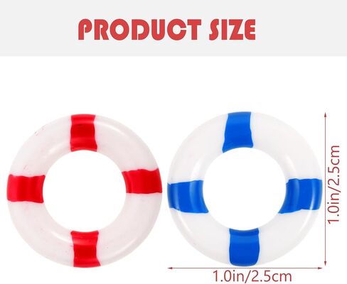 PRETYZOOM 10pcs Mini Life Rings - 1'' Plastic Lifebuoy Ornaments for Craft, Dollhouse Swimming Ring Props, Nautical Cake Decoration in Saudi Arabia