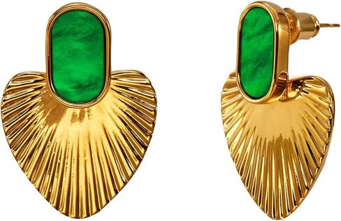 CW 24K gold-plated heart dangle earrings, exquisite and simple black gold love earrings, suitable for all women and all occasions. in Saudi Arabia