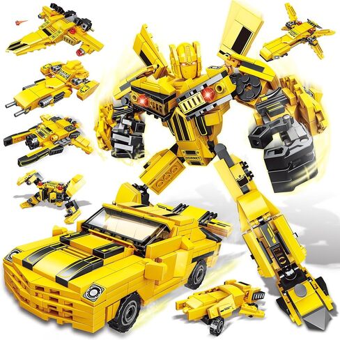 Transforming Building Blocks Set for Adults, Convertible Truck and Robot Building Kit Model, 6 in 2 Building Creative Action Mech Toys Halloween Xmas Gift for Boys and Girls (Blue) in Saudi Arabia