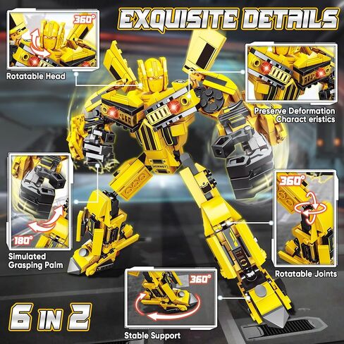 Transforming Building Blocks Set for Adults, Convertible Truck and Robot Building Kit Model, 6 in 2 Building Creative Action Mech Toys Halloween Xmas Gift for Boys and Girls (Blue) in Saudi Arabia