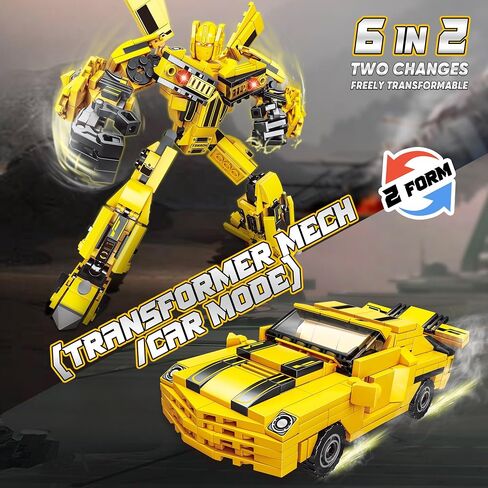 Transforming Building Blocks Set for Adults, Convertible Truck and Robot Building Kit Model, 6 in 2 Building Creative Action Mech Toys Halloween Xmas Gift for Boys and Girls (Blue) in Saudi Arabia