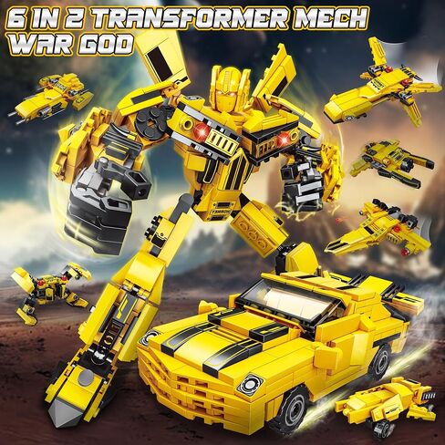 Transforming Building Blocks Set for Adults, Convertible Truck and Robot Building Kit Model, 6 in 2 Building Creative Action Mech Toys Halloween Xmas Gift for Boys and Girls (Blue) in Saudi Arabia