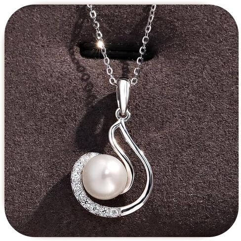 Pearl Necklaces for Women, Birthday Gifts for Women Freshwater Round Pearl Pendant Dainty 925 Silver Black Choker Necklace -Gift for Wife Wedding Birthday Anniversary Jewelry-Mom Girlfriend Her Mothers Day Valentines Day Christmas Day Gifts in Saudi Arabia