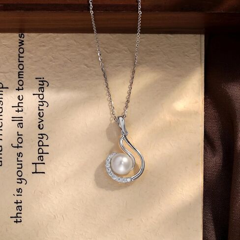 Pearl Necklaces for Women, Birthday Gifts for Women Freshwater Round Pearl Pendant Dainty 925 Silver Black Choker Necklace -Gift for Wife Wedding Birthday Anniversary Jewelry-Mom Girlfriend Her Mothers Day Valentines Day Christmas Day Gifts in Saudi Arabia