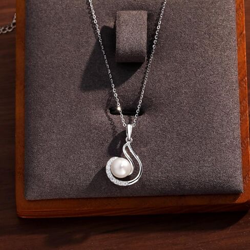 Pearl Necklaces for Women, Birthday Gifts for Women Freshwater Round Pearl Pendant Dainty 925 Silver Black Choker Necklace -Gift for Wife Wedding Birthday Anniversary Jewelry-Mom Girlfriend Her Mothers Day Valentines Day Christmas Day Gifts in Saudi Arabia