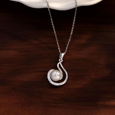 Pearl Necklaces for Women, Birthday Gifts for Women Freshwater Round Pearl Pendant Dainty 925 Silver Black Choker Necklace -Gift for Wife Wedding Birthday Anniversary Jewelry-Mom Girlfriend Her Mothers Day Valentines Day Christmas Day Gifts in Saudi Arabia