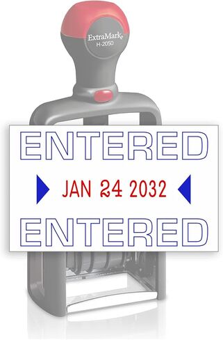 Heavy Duty Style Office Date Stamp with Entered - Self Inking Dater - Style A - Blue & Red Ink Color in Kuwait