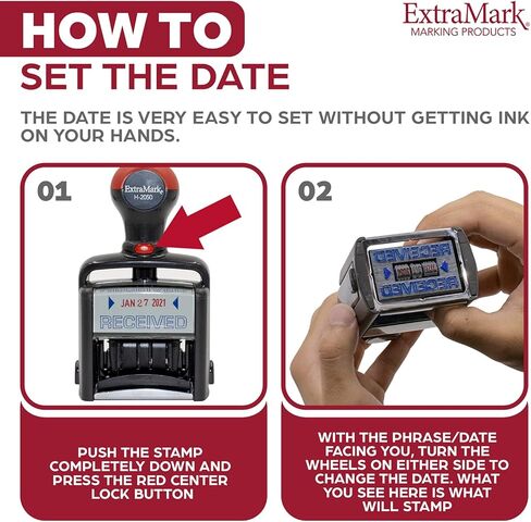 Heavy Duty Style Office Date Stamp with Entered - Self Inking Dater - Style A - Blue & Red Ink Color in Kuwait