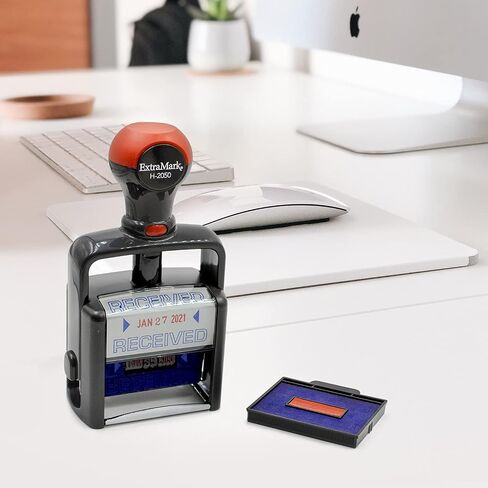 Heavy Duty Style Office Date Stamp with Entered - Self Inking Dater - Style A - Blue & Red Ink Color in Kuwait