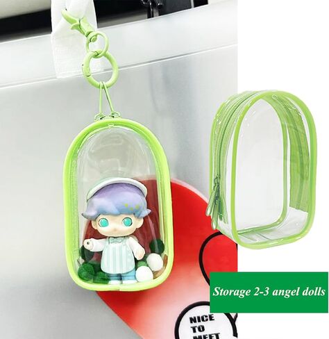 2Pcs Clear Figure Display Case with Keychain for Storage 2 Sonny Dolls, Clear Keychain Pouch Blind Box Display Carrying Case for Mini Figure Doll Collectors in Saudi Arabia