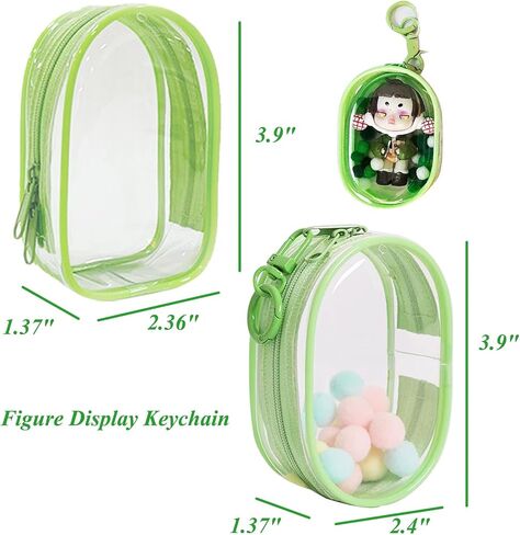 2Pcs Clear Figure Display Case with Keychain for Storage 2 Sonny Dolls, Clear Keychain Pouch Blind Box Display Carrying Case for Mini Figure Doll Collectors in Saudi Arabia