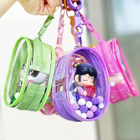 2Pcs Clear Figure Display Case with Keychain for Storage 2 Sonny Dolls, Clear Keychain Pouch Blind Box Display Carrying Case for Mini Figure Doll Collectors in Saudi Arabia