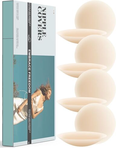 Cakes Body Nipple Covers No Show Sticky Adhesive Silicone Nipple Pasties for Women Reusable Pasty Strapless Bra 2 Pairs Beige in Saudi Arabia