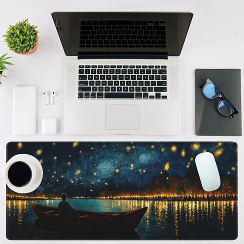 Large Mouse Pad Pink Cake Shop with Cats Extended Gaming Keyboard Desk Mat Non-Slip Rubber with Stitched Edge Desk Pad Suitable for Office Home Desktop Decoration (35.4 x 15.7 Inches) in Kuwait