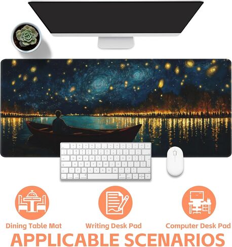 Large Mouse Pad Pink Cake Shop with Cats Extended Gaming Keyboard Desk Mat Non-Slip Rubber with Stitched Edge Desk Pad Suitable for Office Home Desktop Decoration (35.4 x 15.7 Inches) in Kuwait