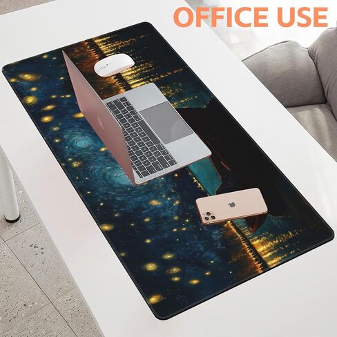 Large Mouse Pad Pink Cake Shop with Cats Extended Gaming Keyboard Desk Mat Non-Slip Rubber with Stitched Edge Desk Pad Suitable for Office Home Desktop Decoration (35.4 x 15.7 Inches) in Kuwait