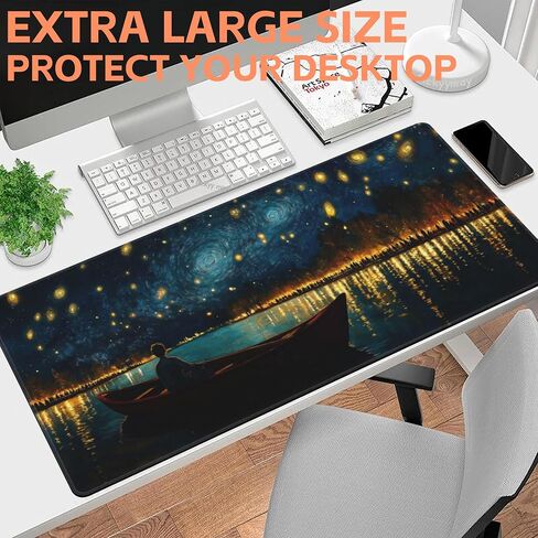 Large Mouse Pad Pink Cake Shop with Cats Extended Gaming Keyboard Desk Mat Non-Slip Rubber with Stitched Edge Desk Pad Suitable for Office Home Desktop Decoration (35.4 x 15.7 Inches) in Kuwait