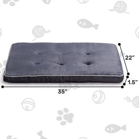 Hollypet Dog Bed Washable Plush Dog Cage Bed Soft and Comfortable Kennel Mat Non-Slip Pet Sleeping Mat for Medium Dog Breeds, 35x22x1.5 inch, Dark Gray in Saudi Arabia