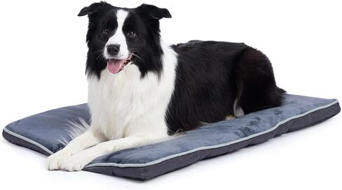 Hollypet Dog Bed Washable Plush Dog Cage Bed Soft and Comfortable Kennel Mat Non-Slip Pet Sleeping Mat for Medium Dog Breeds, 35x22x1.5 inch, Dark Gray in Saudi Arabia