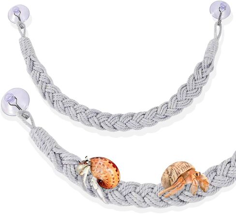 Hermit Crab Climbing Rope, 23.6 Inches, Cotton, Reptile Climbing Accessory, Gray in Kuwait