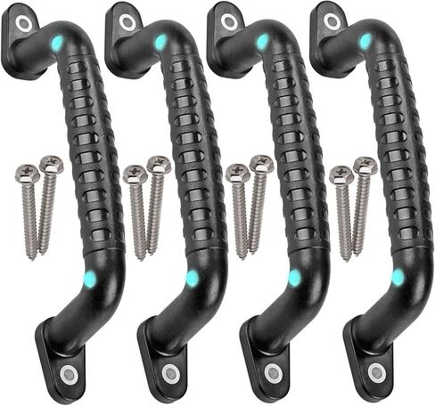4 Safety Playground Handles Luminous, Swing Set Kids Safety Hand Grips for Playset, Climbing Frame, Play House, Playroom Ladder Handles, Door Handles, Bunk Bed Handles (Black) in Kuwait
