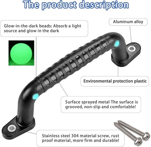 4 Safety Playground Handles Luminous, Swing Set Kids Safety Hand Grips for Playset, Climbing Frame, Play House, Playroom Ladder Handles, Door Handles, Bunk Bed Handles (Black) in Kuwait