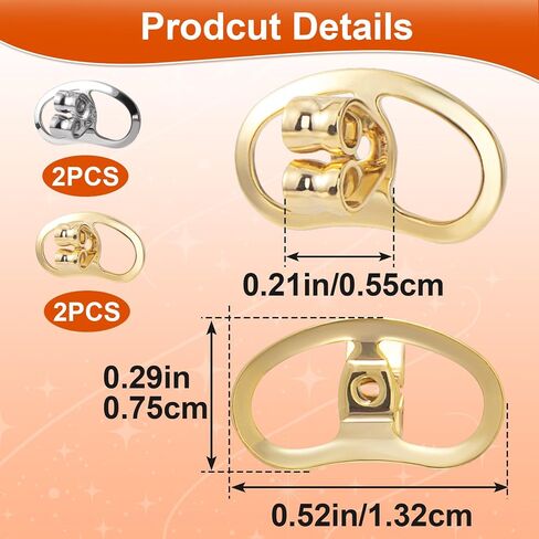 4pcs Metal Earring Backs for Droopy Ears, Hypoallergenic Brass Earring Supports, Earring Lifters Replacements for Heavy Oversized Earrings Studs- Gold in Saudi Arabia