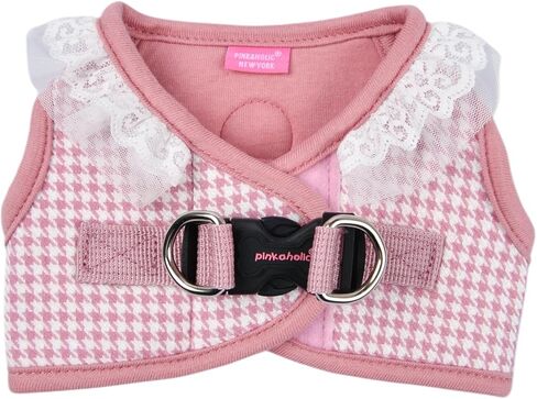 Pinkaholic New York Davina Dog Vest Harness (Step-in) Houndstooth Pattern Fashionable Cute Spring Summer Harness for Small Dogs, Indian Pink, Large in Saudi Arabia