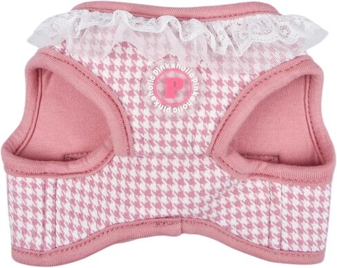 Pinkaholic New York Davina Dog Vest Harness (Step-in) Houndstooth Pattern Fashionable Cute Spring Summer Harness for Small Dogs, Indian Pink, Large in Saudi Arabia