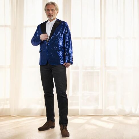 【5sizes 6colors Mens One Button Sequin Dress Suit Jacket Party Festival Tuxedo Sport Coat in Saudi Arabia