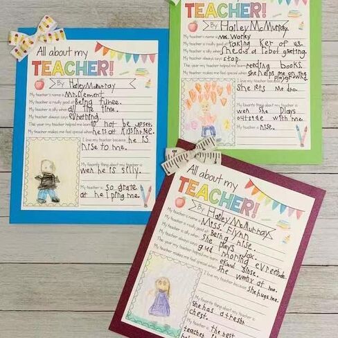 CJ&M Teacher Appreciation Week Card, Teacher Survey, Teacher Card, Teacher Thank You, Teacher Coloring Page, All About My Teacher in Kuwait