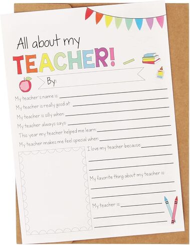 CJ&M Teacher Appreciation Week Card, Teacher Survey, Teacher Card, Teacher Thank You, Teacher Coloring Page, All About My Teacher in Kuwait