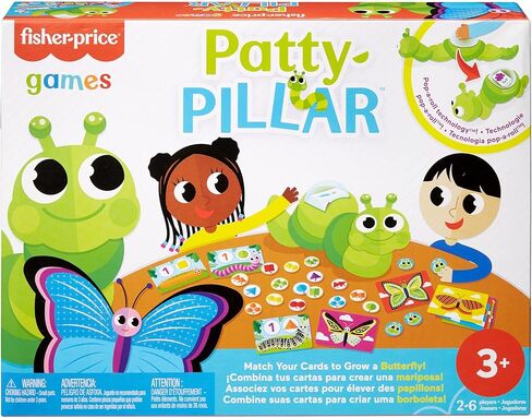 Mattel Games Patty-Pillar Fisher-Price Kids Pre-School Game و Colors و Shapes & Match مع البطاقات والرموز و Caterpillar Spinner ، 2 إلى 6 لاعبين ، هدية للأطفال الذين تتراوح أعمارهم بين 3 سنوات وأكبر in Kuwait