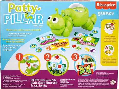 Mattel Games Patty-Pillar Fisher-Price Kids Pre-School Game و Colors و Shapes & Match مع البطاقات والرموز و Caterpillar Spinner ، 2 إلى 6 لاعبين ، هدية للأطفال الذين تتراوح أعمارهم بين 3 سنوات وأكبر in Kuwait