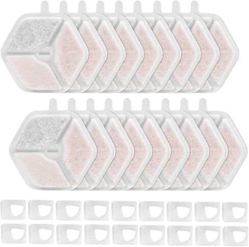 18 مرشحًا + 18 مرشحات نافورة ماء الإسفنج ، فلاتر بديل لـ Smartoo 152oz/4.5L Fountain Fountain Fountain Triple Action Cat Water Fountain in Kuwait