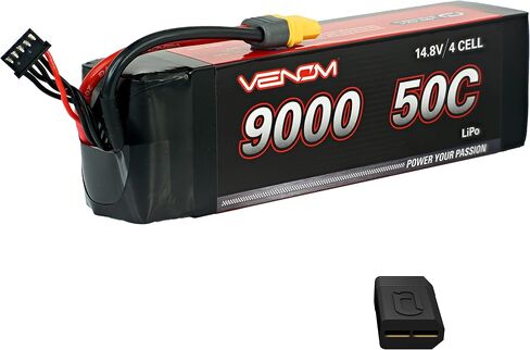 Venom Drive Series 50C 4S - 9000mAh 14.8V LiPo RC Battery, Lithium Polymer 4 Cell - Soft Silicone Connector & Compatible w/ 2WD, 4WD, Truck & Buggies in Saudi Arabia