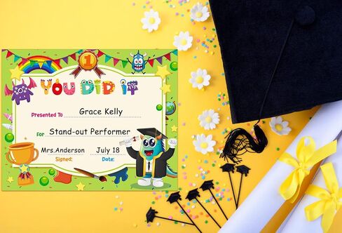 WhatSign 30PCS Kindergarten Graduation Certificate Preschool Diploma Kindergarten Achievement Certificates for Kid Certificate of Completion Student Awards Elementary School Teacher Classroom Supplies in Saudi Arabia