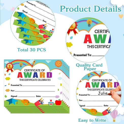 WhatSign 30PCS Kindergarten Graduation Certificate Preschool Diploma Kindergarten Achievement Certificates for Kid Certificate of Completion Student Awards Elementary School Teacher Classroom Supplies in Saudi Arabia
