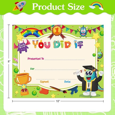 WhatSign 30PCS Kindergarten Graduation Certificate Preschool Diploma Kindergarten Achievement Certificates for Kid Certificate of Completion Student Awards Elementary School Teacher Classroom Supplies in Saudi Arabia