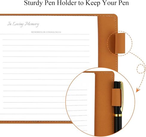 Funeral Guest Book for Memorial Service, Blue Leather Celebration of Life Guest Book with Pen, 100 Pages Loose-leaf In Loving Memory Funeral Registry Sign in Book for Mourning Honoring Loved Ones in Kuwait
