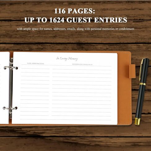 Funeral Guest Book for Memorial Service, Blue Leather Celebration of Life Guest Book with Pen, 100 Pages Loose-leaf In Loving Memory Funeral Registry Sign in Book for Mourning Honoring Loved Ones in Kuwait