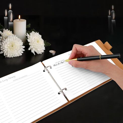 Funeral Guest Book for Memorial Service, Blue Leather Celebration of Life Guest Book with Pen, 100 Pages Loose-leaf In Loving Memory Funeral Registry Sign in Book for Mourning Honoring Loved Ones in Kuwait