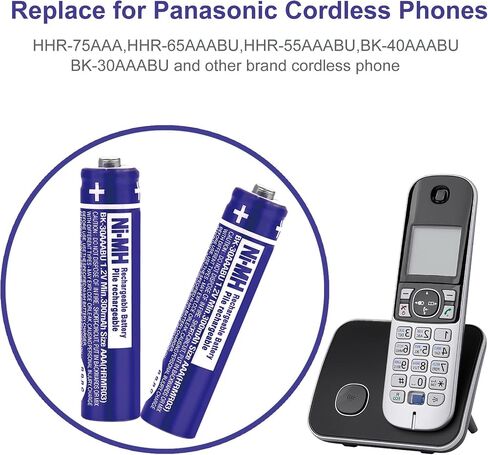 4Pack BK-30AAABU Ni-MH AAA Rechargeable Batteries 300mah AAA Ni-MH Rechargeable Batteries 1.2V for Panasonic Cordless Phones, Remote Controls, Electronics in Kuwait