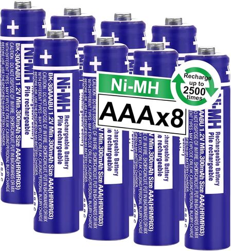 OSIM 8PCS BK-30AAABU Ni-MH AAA Rechargeable Batteries 300mah AAA Ni-MH Rechargeable Batteries 1.2V for Panasonic Cordless Phones, Remote Controls, Electronics in Saudi Arabia
