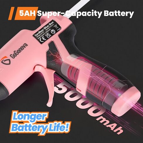 Gogonova Cordless Hot Glue Gun ، 15S تسخين سريع مع 2AH المدمج في بطارية مسدس Glue Glue Hot Batter in Kuwait