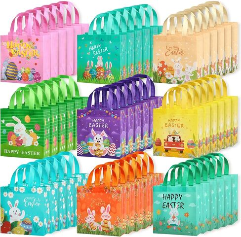 ZUIYIN 18Pcs Easter Gift Bags with Handles for Kids - Non-Woven Bags for Easter Baskets, Egg Hunt Game, Party in Saudi Arabia
