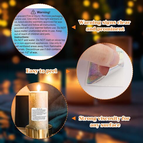 500pcs Wax Melt Warning Labels 1.5 Inch Candle Warning Label Candle Jar Container Stickers Round Candle Safety Labels Sticker for DIY Candle Jars Stickers, Candle Container, Candle Boxes(Rainbow) in Kuwait