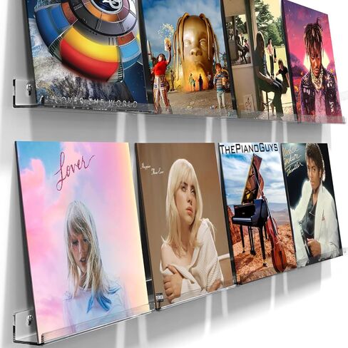 Clear Acrylic Shelves 8 Pack, 4 inch Vinyl Holder Record Wall Display Shelf, Vinyl Record Shelf Wall Mount Floating Album Display Shelf Organizer for Bathroom, Bedroom, Living Room, Room Decor in Saudi Arabia
