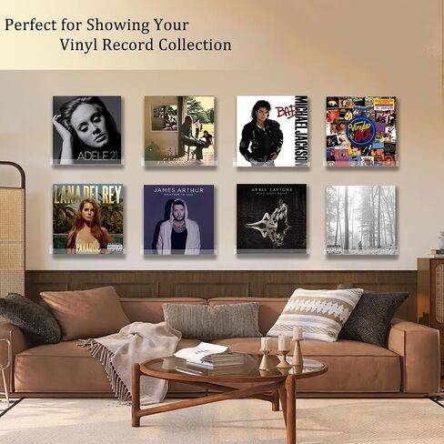 Clear Acrylic Shelves 8 Pack, 4 inch Vinyl Holder Record Wall Display Shelf, Vinyl Record Shelf Wall Mount Floating Album Display Shelf Organizer for Bathroom, Bedroom, Living Room, Room Decor in Saudi Arabia