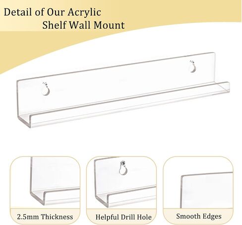 Clear Acrylic Shelves 8 Pack, 4 inch Vinyl Holder Record Wall Display Shelf, Vinyl Record Shelf Wall Mount Floating Album Display Shelf Organizer for Bathroom, Bedroom, Living Room, Room Decor in Saudi Arabia
